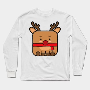 Kawaii Square Christmas Deer Long Sleeve T-Shirt